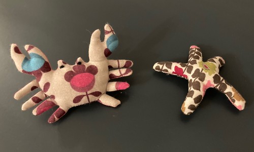 Childrens fabric crab and starfish hairclips