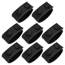 Duty Belt, 8Pcs - Nylon Belt Keeper with Double Snaps, Fabric Belt Loop (Black)