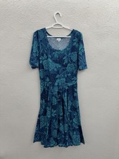 LulaRoe Womens Dress Size Large Blue Floral Half Sleeve Soft