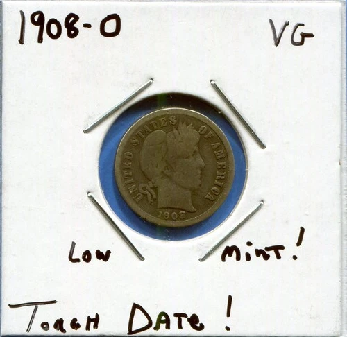 W@W 1908-o  Barber Dime, ( Very Tough Date !!!! )  VG !!!!