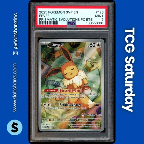 2025 POKEMON SVP BLACK STAR PROMO #173 EEVEE PRISMATIC POKEMON CENTER ETB PSA 9