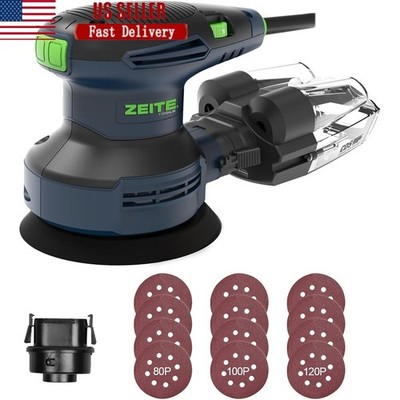 3.0 Amp Electric Orbital Sander Variable Speed Dust Box 10ft Cord Low Vibration
