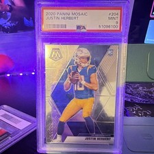 2020 Panini Mosaic Rookie Justin Herbert #204 PSA 9 Chargers NFL Football Card. rookie card picture