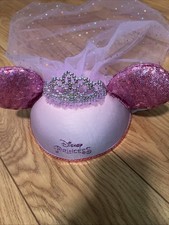 Minnie Mouse Tiara Princess Crown Ears Disney Parks Pink Sequin SZ: Youth/Infant