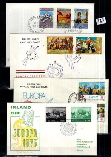 # TURKEY, SWITZERLAND, IRELAND 1975 - 4 FDC - CEPT - ART