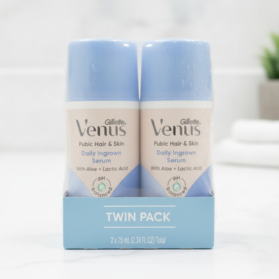 2 Pack Gillette Venus Daily Ingrown Hair Serum for Pubic Hair & Skin 2.34oz Each