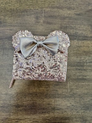 Loungefly Disney Rose Gold Sequined Minnie Mouse Wallet with Ears and Bow