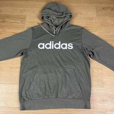 Adidas Spellout Logo Hoodie Khaki Grün UK M Freizeit Streetwear Pullover