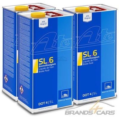 3x ATE 5 L LITER BREMSEN FLÜSSIGKEIT BREMSFLÜSSIGKEIT SL.6 DOT4 DOT 4 51395302