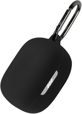 Silicone Case for JBL Tune Buds, Protective Cover with Carabiner Black 