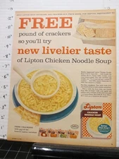 newspaper ad 1959 LIPTON chicken noodle soup bowl egg cracker box FREE