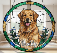 Custom Pet Memorial Stained Glass Suncatcher Gift for Pet Lovers