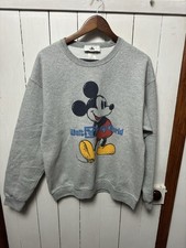 Disney Parks Sweatshirt Mickey Mouse Walt Disney World Gray Fleece Lined Sz L