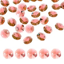 35Set 14mm Crystal Octagon Beads 2-Hole Glass Suncatcher Beads Light Purple