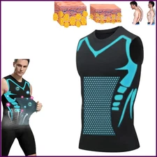 Summer Men Shapewear Ionic Shaping Vest Sleeveless Shirt Tight Compression