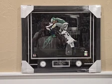 Saquon Barkley Signed Framed In Suede 16x20  Eagles Reverse Hurdle Photo Jsa