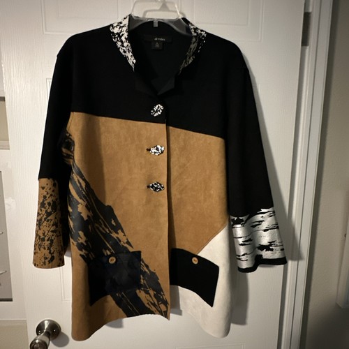 Giacca donna Ali Miles Boho ecopelle taglia XL stampa vernice nero, Wh, marrone artistico
