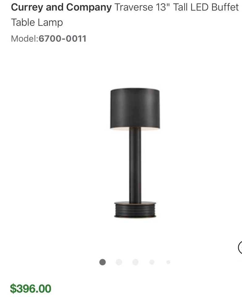 CURREY AND COMPANY Traverse 13" Alto LED Lámpara de Mesa Buffet Nueva Minorista $396 Foto 4 de 4