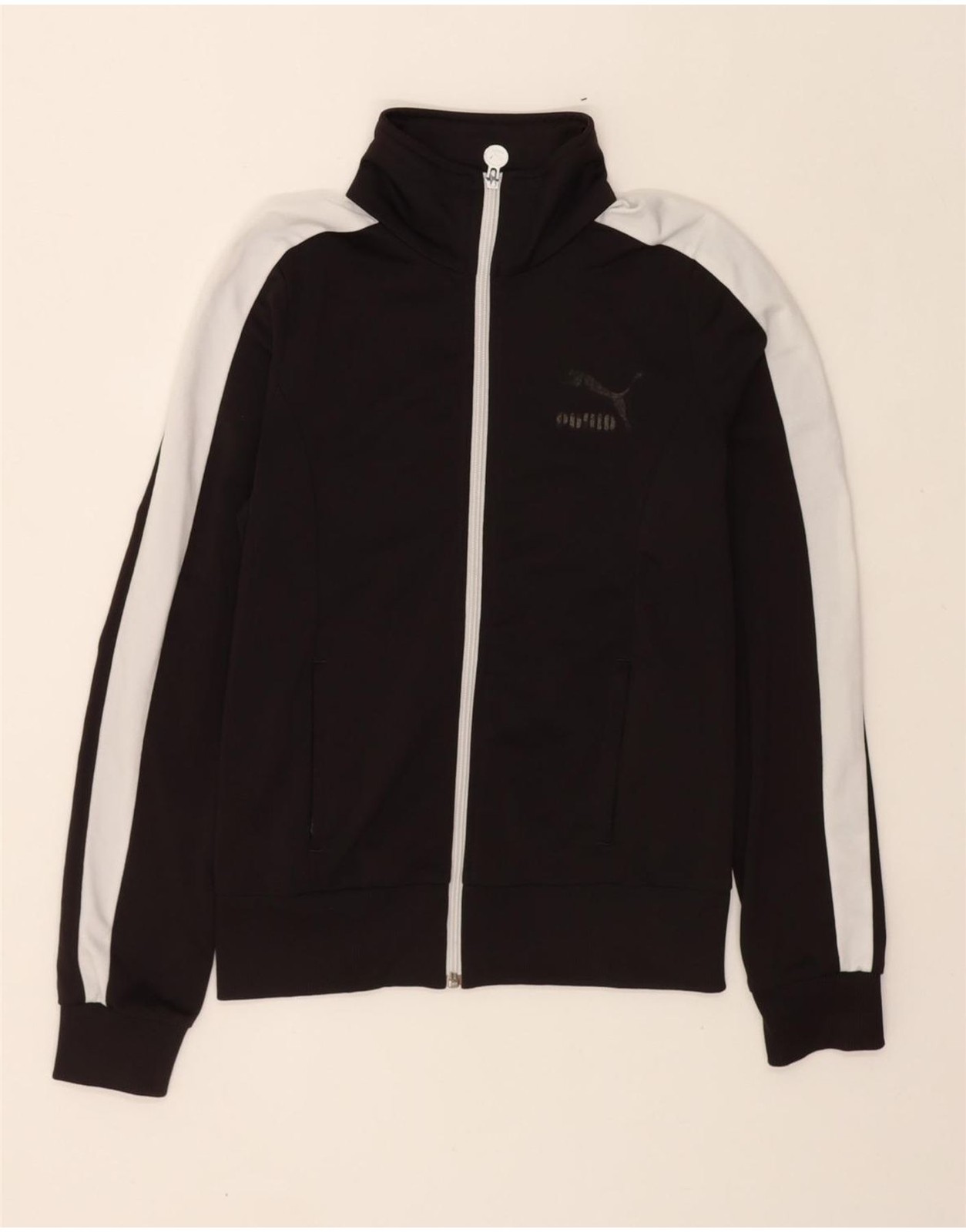 PUMA Womens Tracksuit Top Jacket UK 10 Small Black Colourblock Polyester BI13