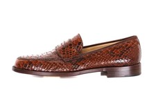 NWT VIGENS PENNY LOAFERS genuine python snakeskin brown handmade Italy EU 8 1/2