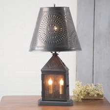 Harbor Metal Table Lantern Lamp with Chisel Shade in Kettle Black MADE in USA