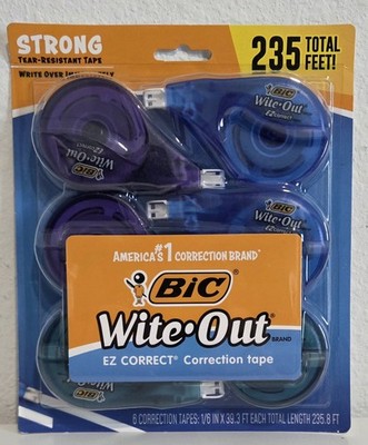 Package of 6 BIC White-Out EZ Correct Correction Tape 1/6''x39.3ft Each 