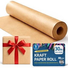 30-90M Strong Brown Kraft Paper Roll Craft Wrapping Packaging Parcel 80GSM 400MM