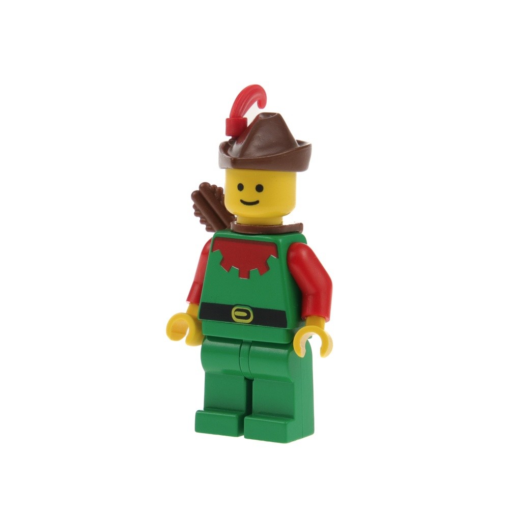 1X Lego Minifigure Castle Forestman Green Red Quiver Hat Feather Red 6066 CAS284
