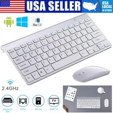 Mini Wireless Keyboard & Mouse Set 2.4G USB for PC Mac Apple Smart TV Computer