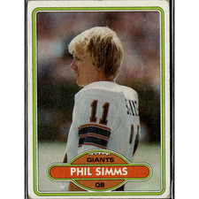 Phil Simms RC 1980 Topps #225 Giants QB Super Bowl XXI (Soft Corners)