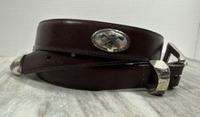 Onyx by Brighton Leather Belt Golf Medallions Brown Size 44 Stamped 14608
