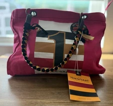 Horseware Ireland Pink Canvas Tote  With Braided Handles Zippered New With Tags