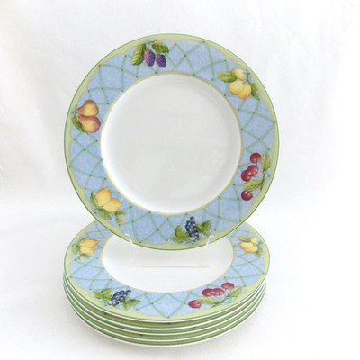 SIX  - ''FRUIT RAPTURE'' MIKASA DINNER PLATES 10 3/4'' DIAMETER FRUITS LEMONS ETC.