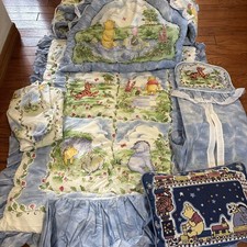 Vintage Disney Classic WINNIE THE POOH Crib Bedding Set 1996 Complete EUC