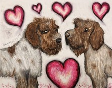 WIREHAIRED POINTING GRIFFON Valentines Art Print 4 x 6 Artist KSams Dogs modern
