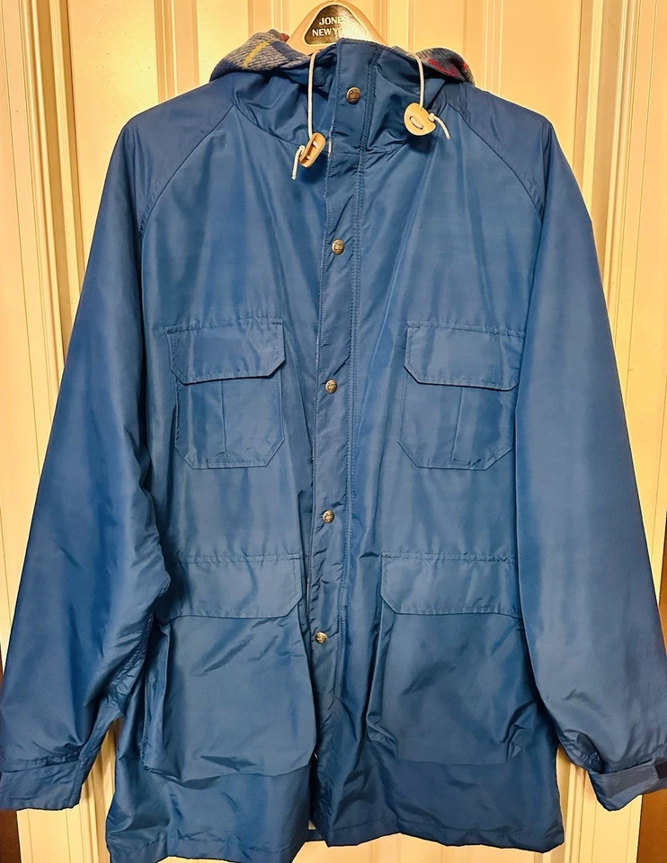 Винтажный Woolrich Chore дождевик мужской большой полный молнии с капюшоном зеленый - Изображение 3 из 4