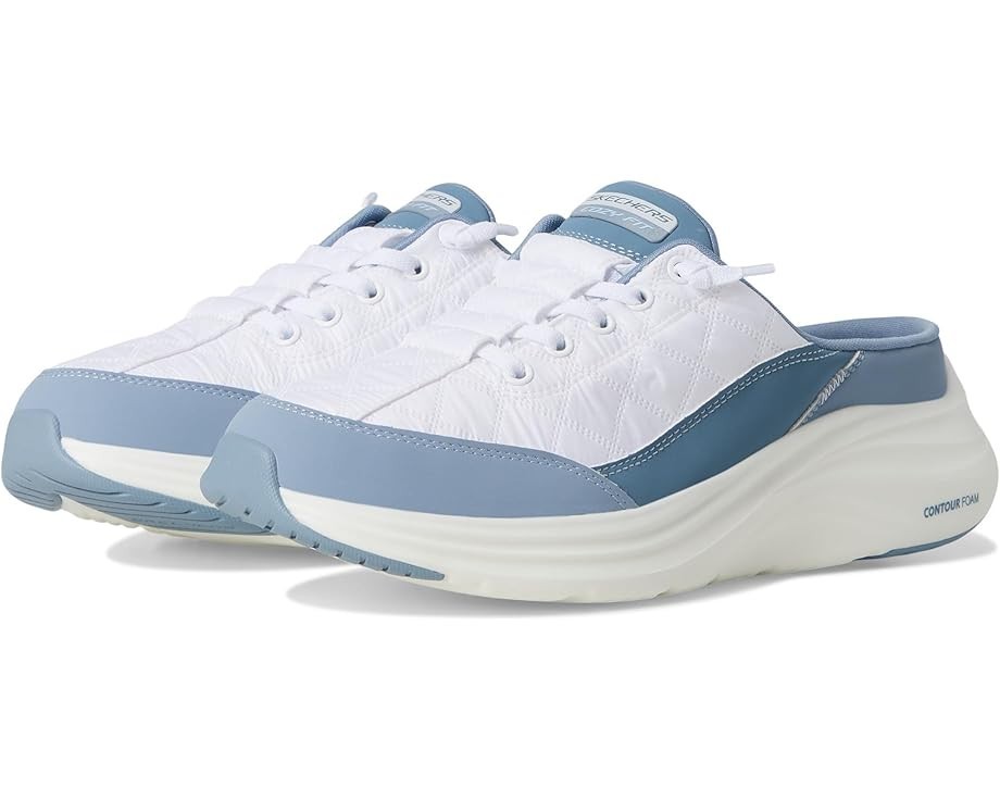 SALE!!! Skechers Women's Contour Foam-Cozy Fit White/Light Blue Medium Size AUTH