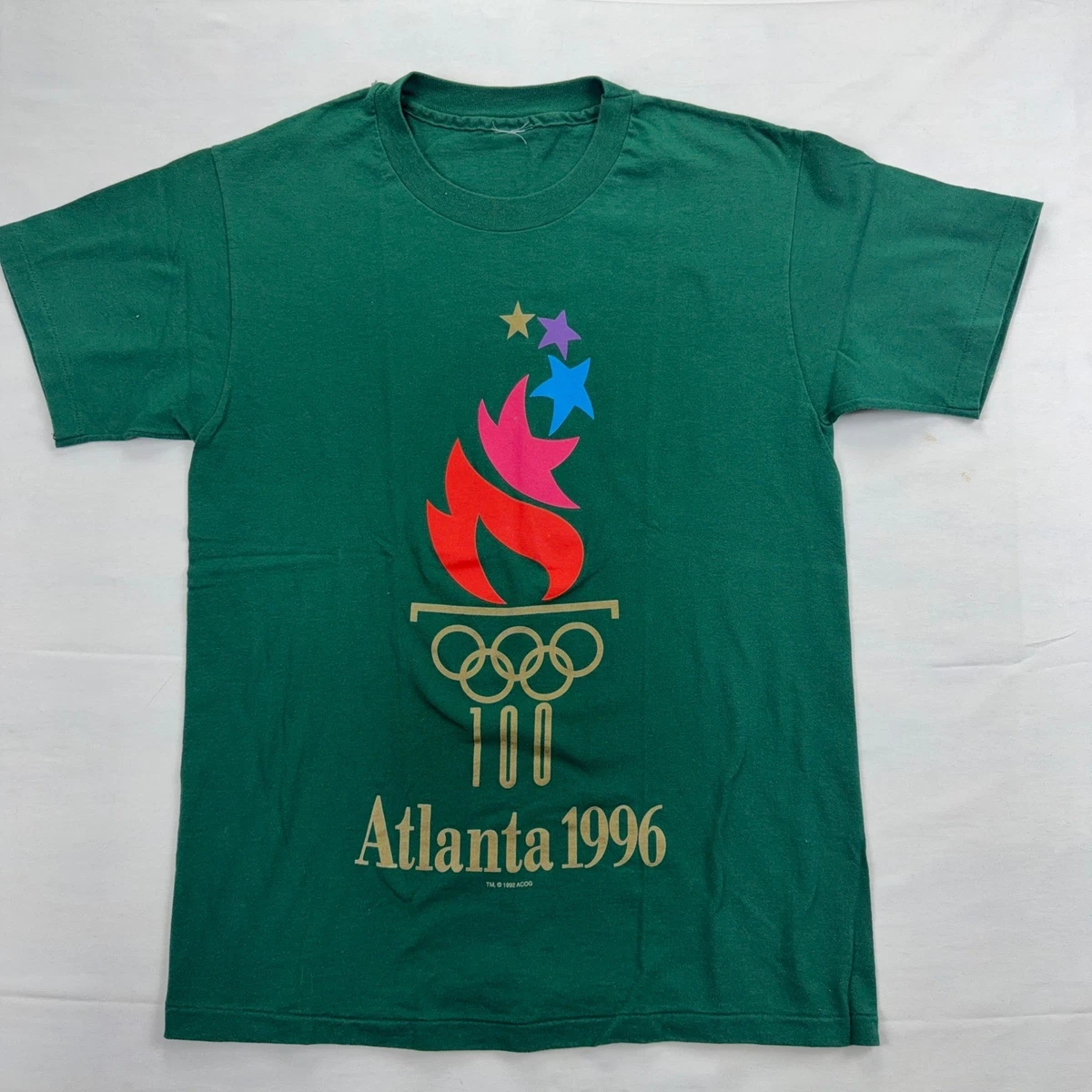 T-shirt Vintage Adidas Olympic Centennial - Taille L, Occasion Très Bon état, Col Modifié