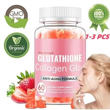 Glutathione Collagen Glow Anti-aging skin Whitening Gummies 60 Tablets HOT