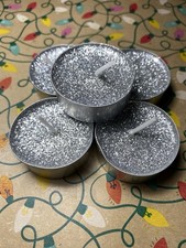 5 SILVER GLITTER TEA LIGHTS CANDLE HOME WEDDING CELEBRATIONS OCCASION CHRISTMAS