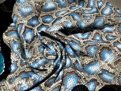 lambskin leather hide Snake Skin Embossed pattern Blues & Browns Ultrathin