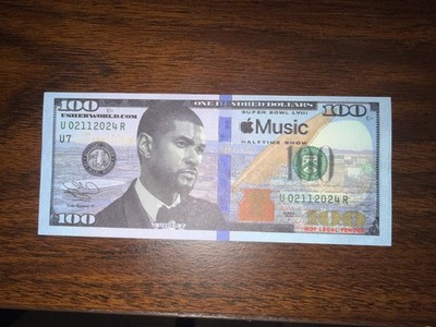 (1) Usher Super Bowl 58 money Rare 100$ bill Halftime show