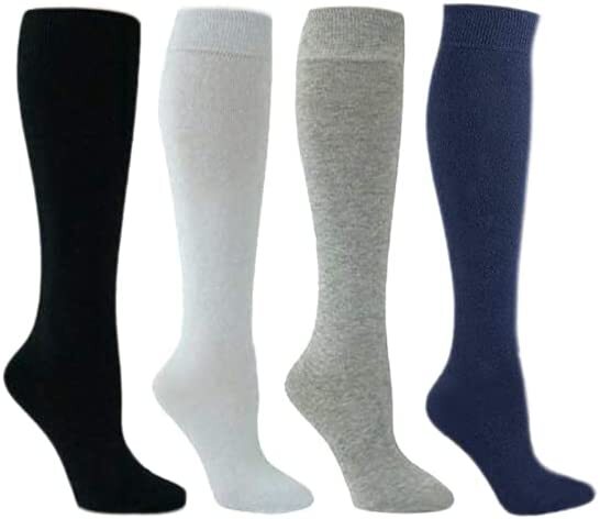 12 Pairs Kids Girls Plain Knee High Socks Back to School Cotton Rich  Socks