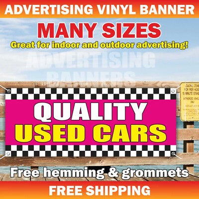 QUALITY USED CARS Advertising Banner Vinyl Mesh Sign dealer auto service credit