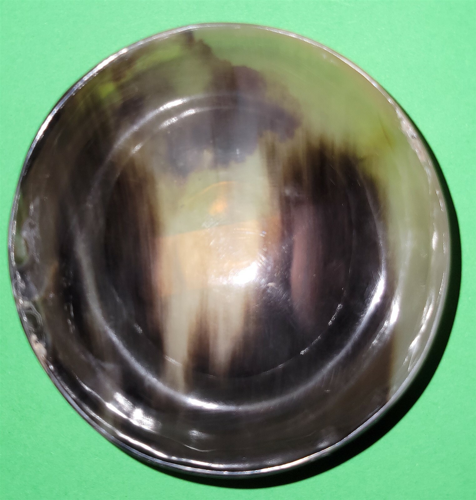 Polished buffalo horn bowl measuring 4