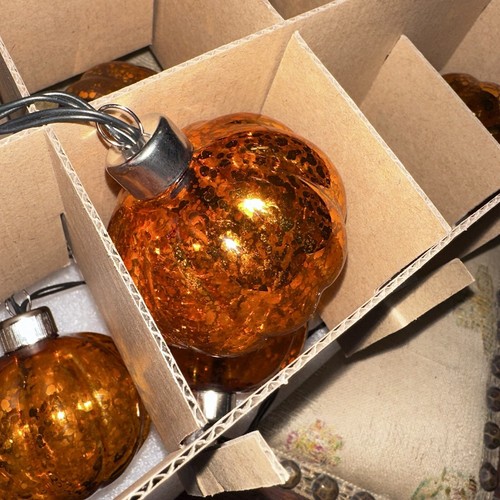 Fall Thanksgiving Pumpkin Glass String Lights Garland BATTERY OPERATED - Picture 4 of 10