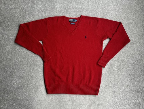 POLO RALPH LAUREN Herren Wolle Pullover Gr. M Sweater Strickpullover 20518 Rot