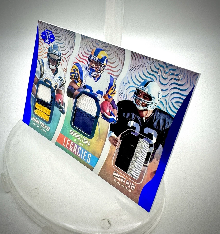 2017 Illusions Triple: LaDainian Tomlinson, Marshall Faulk, Marcus Allen /15, NM - Image 3 of 4