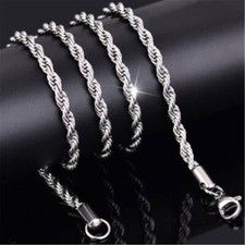2X Fashion Titanium Steel Men Version Twist Rope Chain Silver Necklace Jewelry