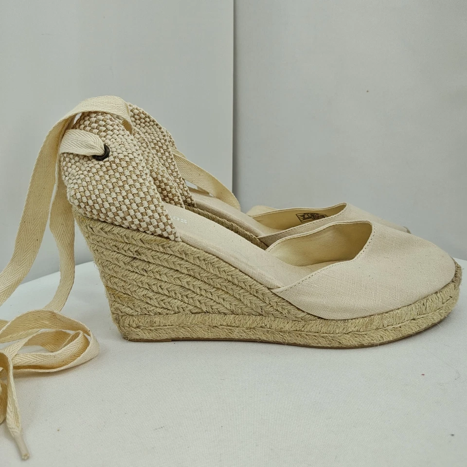 Soludos The Marseille 系带楔形帆布鞋象牙色 9 码 — 第 4/4 张图片